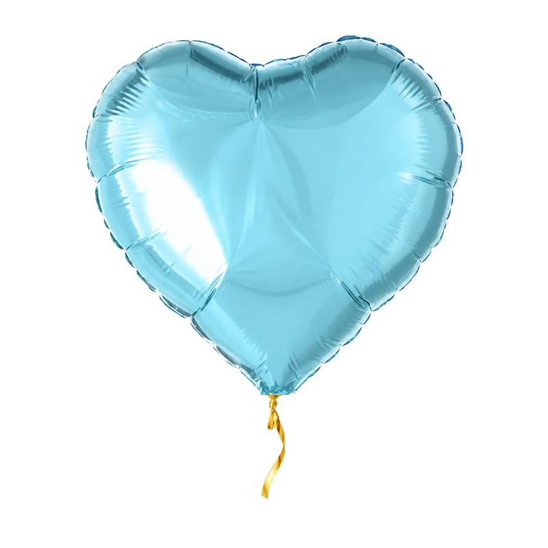 Helium Ballon Hart Licht Blauw – met helium gevuld, met gouden lint