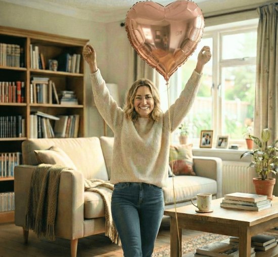 Helium Ballon Hart Rose Goud - Gevuld Met Helium - 45 cm - Ballonnenshop.nl