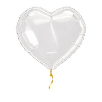 Helium Ballon Hart Wit – met helium gevuld, met gouden lint