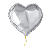 Helium Ballon Hart Zilver – met helium gevuld, met gouden lint