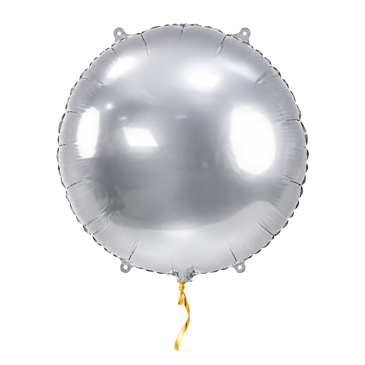 Helium Ballon Rond Zilver – met helium gevuld, met gouden lint