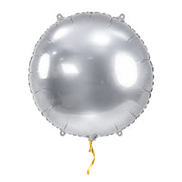 Helium Ballon Rond Zilver – met helium gevuld, met gouden lint
