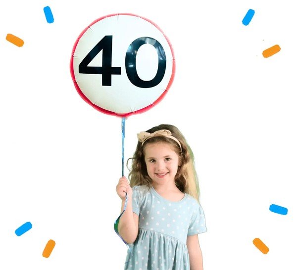 Helium Ballon Verkeersbord 40 Jaar - Gevuld Met Helium - 45 cm - Ballonnenshop.nl