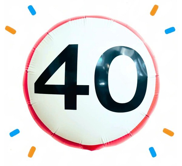 Helium Ballon Verkeersbord 40 Jaar - Gevuld Met Helium - 45 cm - Ballonnenshop.nl
