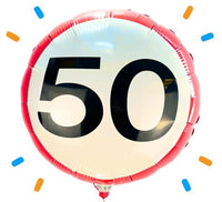 Helium Ballon Verkeersbord 50 Jaar - Gevuld Met Helium - 45 cm - Ballonnenshop.nl