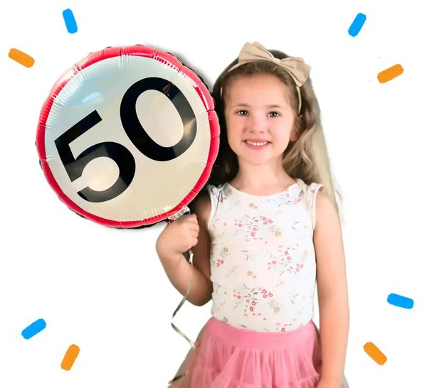 Helium Ballon Verkeersbord 50 Jaar - Gevuld Met Helium - 45 cm - Ballonnenshop.nl