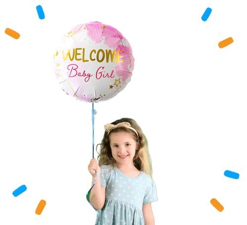 Helium Ballon Welcome Baby Girl - Gevuld Met Helium - 45 cm - Ballonnenshop.nl