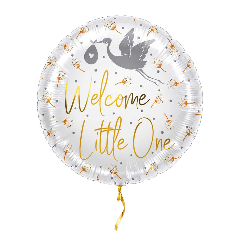 Helium Ballon Welcome Little One – met helium gevuld, met gouden lint