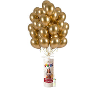 Helium Tank voor 50 ballonnen | Met 25 Chroom Gouden Ballonnen 30 cm, Ballonnenboost & Lint - Ballonnenshop.nl