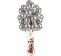 Helium Tank voor 50 ballonnen | Met 25 Chroom Zilveren Ballonnen 30 cm, Ballonnenboost & Lint - Ballonnenshop.nl