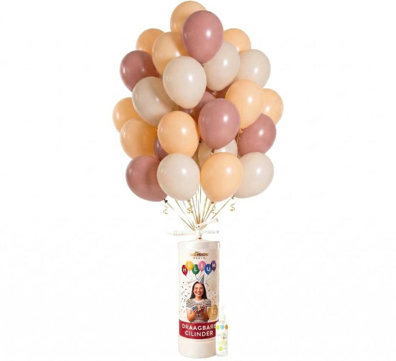 Helium Tank voor 50 ballonnen | Met 25x Ballonnen Mix Blush Crush 30 cm, Ballonnenboost & Lint - Ballonnenshop.nl