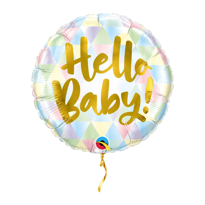 Hello Baby Helium Ballon – met helium gevuld, met gouden lint