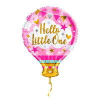 Hello Little One Luchtballon Roze – met helium gevuld, met gouden lint