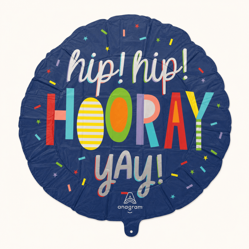 Hip Hip Hooray Folie Ballon - 46 cm - Ballonnenshop.nl