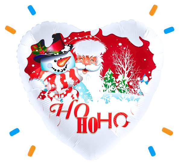 Ho Ho Ho Kerstman En Sneeuwpop Helium Ballon - Gevuld Met Helium - 46 cm - Ballonnenshop.nl