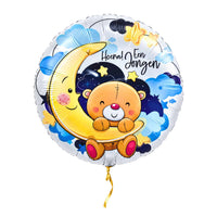 Hoera! Een Jongen Helium Ballon – met helium gevuld, met gouden lint