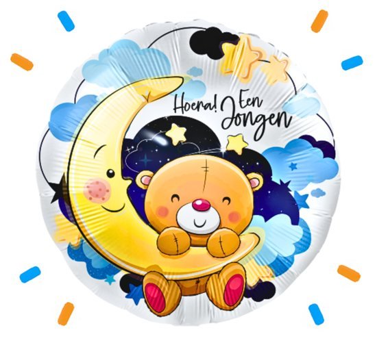 Hoera! Een Jongen Helium Ballon - Gevuld Met Helium - 46 cm - Ballonnenshop.nl
