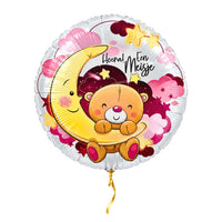 Hoera! Een Meisje Helium Ballon – met helium gevuld, met gouden lint