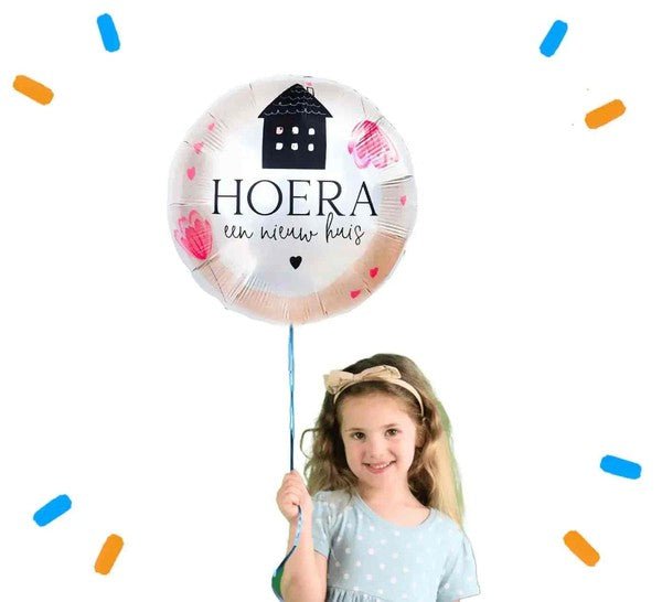 Hoera Een Nieuw Huis Helium Ballon - Gevuld Met Helium - 46 cm - Ballonnenshop.nl