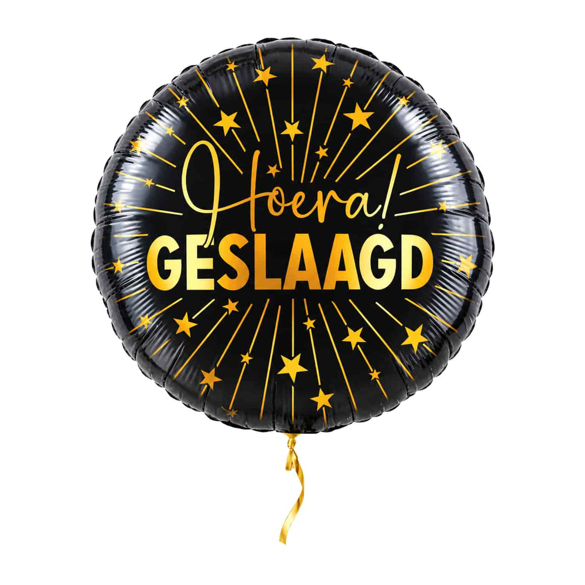 Hoera Geslaagd Luxe Ballon – met helium gevuld, met gouden lint