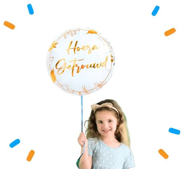 Hoera Getrouwd Helium Ballon - Gevuld Met Helium - 46 cm - Ballonnenshop.nl