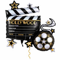Hollywood Helium XL Ballon met dun metallic gouden lint op witte achtergrond – Ballonnenshop.nl