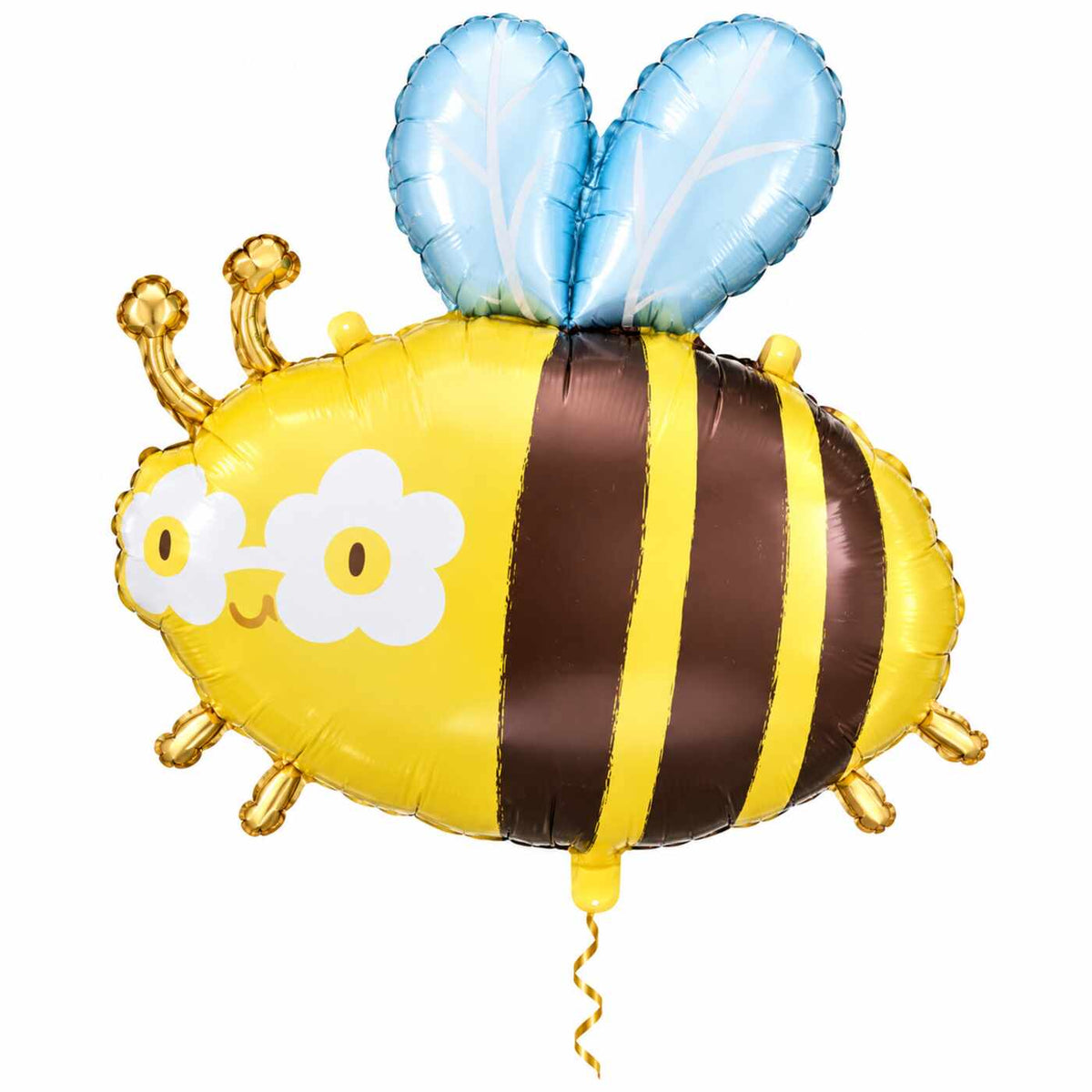 Hommel Helium XL Ballon met dun metallic gouden lint op witte achtergrond – Ballonnenshop.nl
