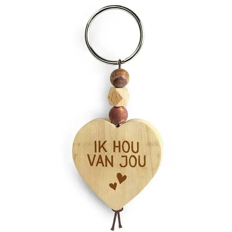 Houten Sleutelhanger - Ik Hou Van Jou - Ballonnenshop.nl