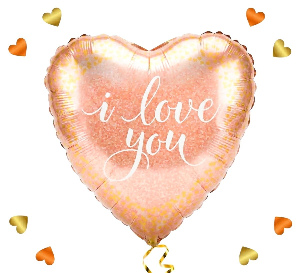 I Love You Ballon Rose Goud - Gevuld Met Helium - 45 cm - Ballonnenshop.nl