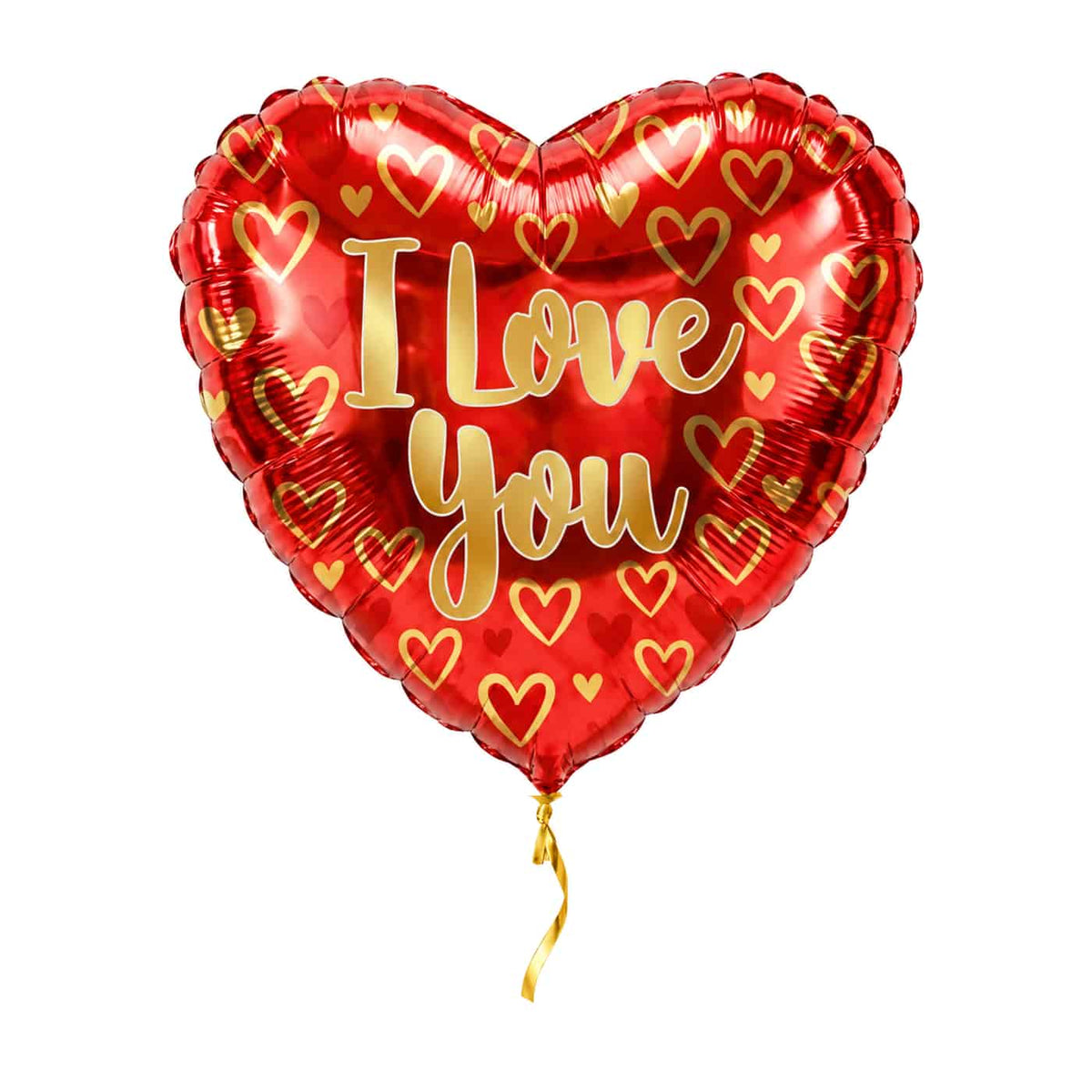 I Love You Hartjes – Liefdevolle – met helium gevuld, met gouden lint