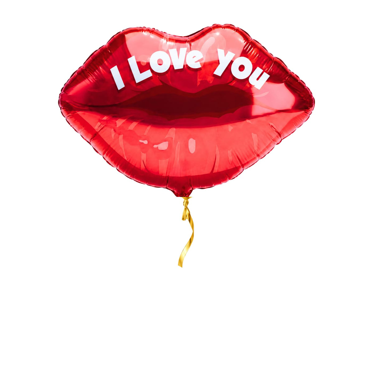 I Love You Kus Ballon – met helium gevuld, met gouden lint