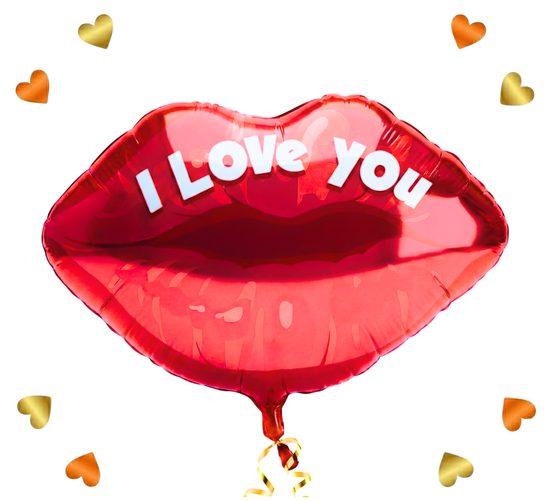 I Love You Kus Ballon - Gevuld Met Helium - 45 cm - Ballonnenshop.nl