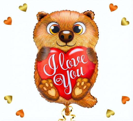 I Love You Otter Ballon - Gevuld Met Helium - 45 cm - Ballonnenshop.nl