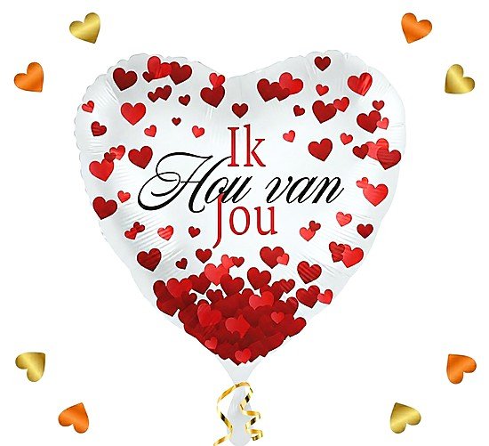 Ik Hou Van Jou Hartjes Ballon - Gevuld Met Helium - 45 cm - Ballonnenshop.nl