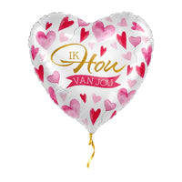 Ik Hou Van Jou Helium Ballon met helium en gouden lint