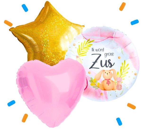 Ik Word Grote Zus Trosje Helium Ballonnen - Gevuld Met Helium - 46 cm - Ballonnenshop.nl