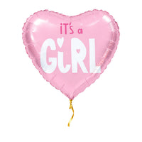 It's A Baby Girl Helium Ballon – met helium gevuld, met gouden lint