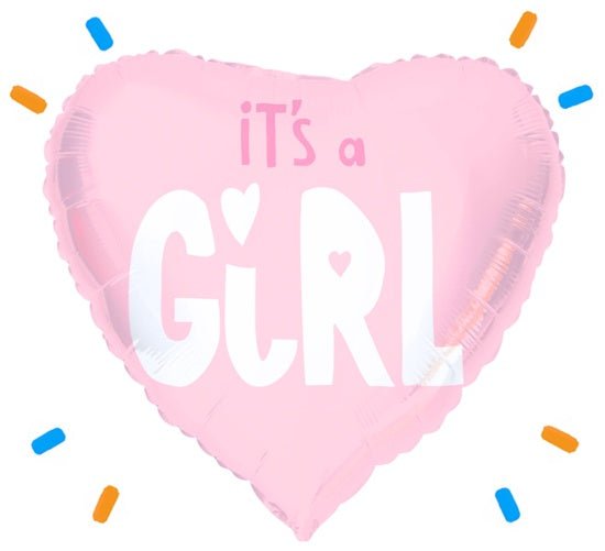 It's A Baby Girl Helium Ballon - Gevuld Met Helium - 46 cm - Ballonnenshop.nl
