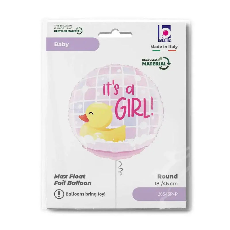 It's A Girl Badeend Folie Ballon - 46 cm - Ballonnenshop.nl