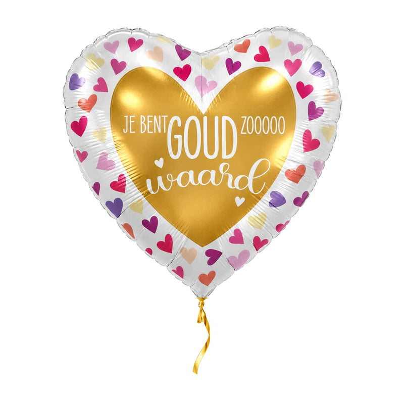 Je Bent Goud Waard Helium Ballon met helium en gouden lint