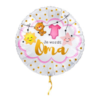 Je Wordt Oma Helium Ballon – met helium gevuld, met gouden lint