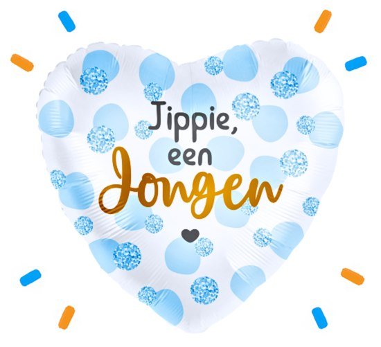 Jippie Een Jongen Helium Ballon - Gevuld Met Helium - 43 cm - Ballonnenshop.nl