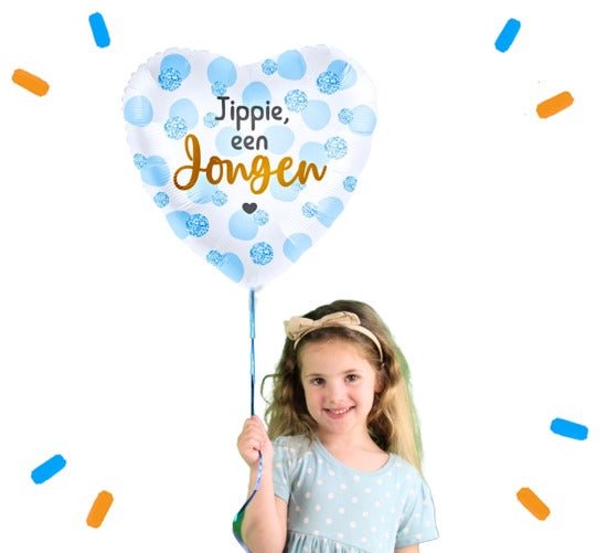 Jippie Een Jongen Helium Ballon - Gevuld Met Helium - 43 cm - Ballonnenshop.nl