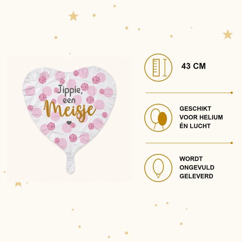 Jippie Een Meisje Folie Ballon - 43 cm - Ballonnenshop.nl