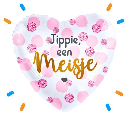 Jippie Een Meisje Helium Ballon - Gevuld Met Helium - 43 cm - Ballonnenshop.nl