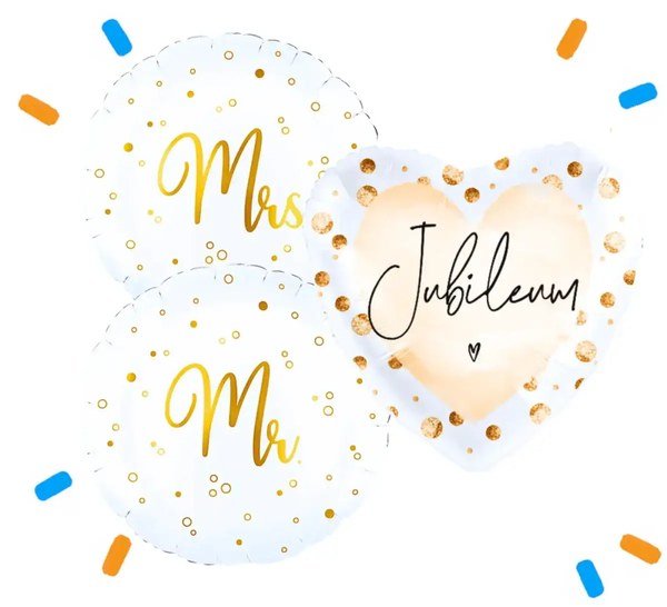 Jubileum Mr & Mrs Trosje Helium Ballonnen - Gevuld Met Helium - 46 cm - Ballonnenshop.nl