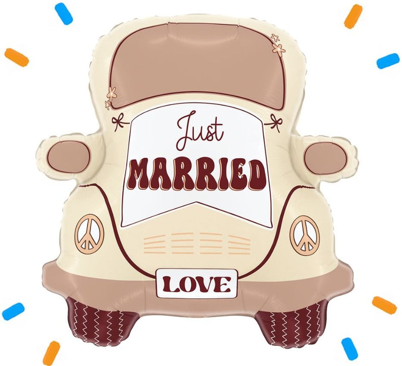 Just Married Auto Helium Ballon - Gevuld Met Helium - 79 cm - Ballonnenshop.nl