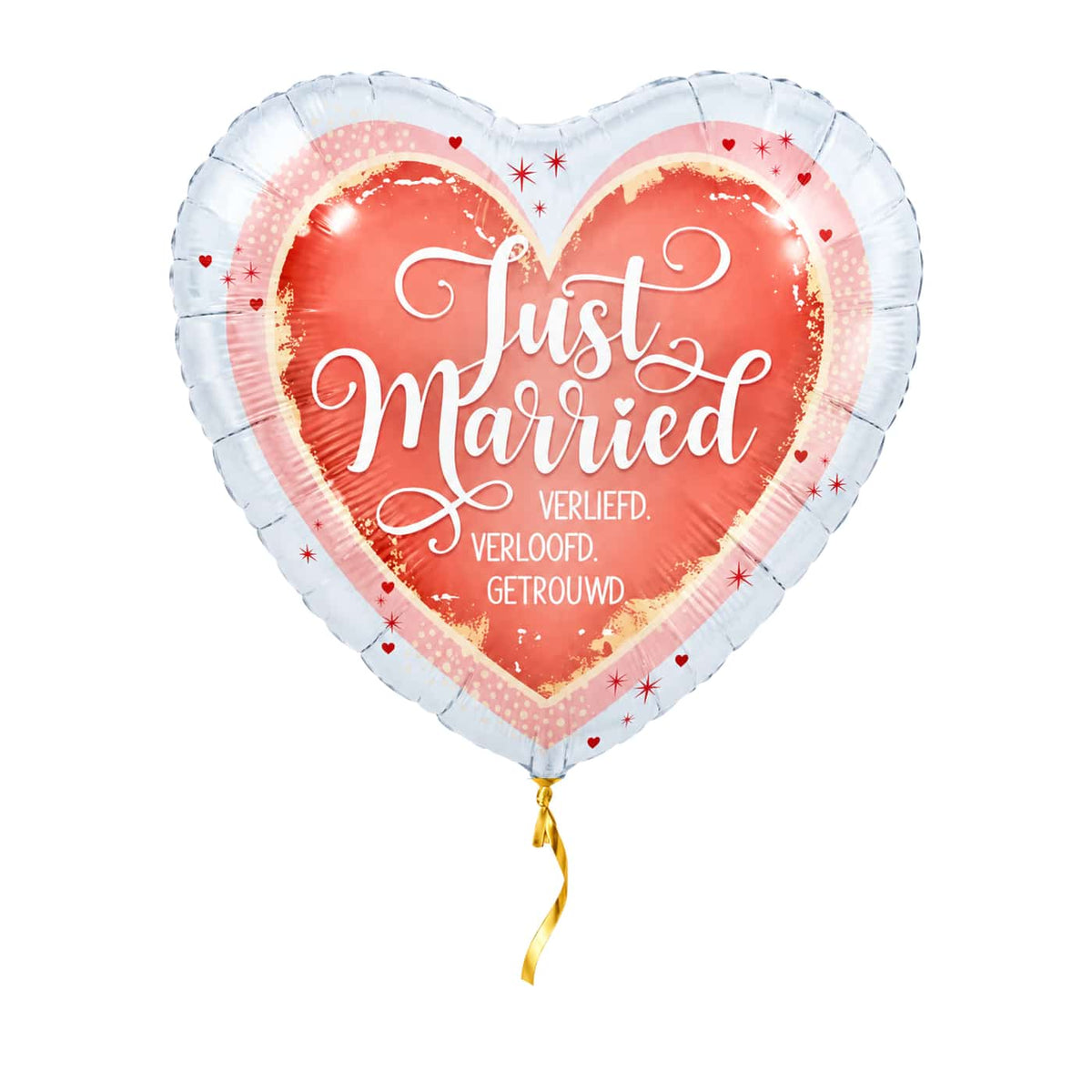 Verliefd, Verloofd, Getrouwd – met helium gevuld, met gouden lint