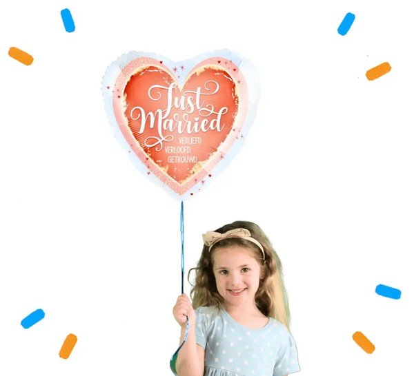Just Married Helium Ballon Verliefd - Verloofd - Getrouwd - Gevuld Met Helium - 46 cm - Ballonnenshop.nl