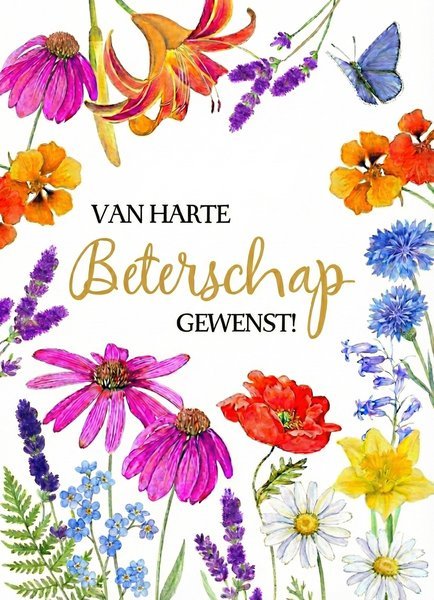 Kaartje met persoonlijk bericht beterschap - Ballonnenshop.nl